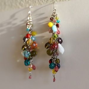 Anthropologie Beaded Cluster Chandelier Earrings